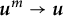 bold italic u Superscript m Baseline right arrow bold italic u
