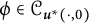 phi element of script upper C Subscript bold italic u Sub Superscript asterisk Subscript left parenthesis dot comma 0 right parenthesis