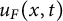 u Subscript upper F Baseline left parenthesis x comma t right parenthesis