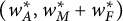 left parenthesis w Subscript upper A Superscript asterisk Baseline comma w Subscript upper M Superscript asterisk Baseline plus w Subscript upper F Superscript asterisk Baseline right parenthesis