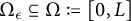 normal upper Omega Subscript epsilon Baseline subset of or equal to normal upper Omega colon equals left bracket 0 comma upper L right bracket