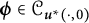 bold italic phi element of script upper C Subscript bold italic u Sub Superscript asterisk Subscript left parenthesis dot comma 0 right parenthesis