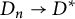 upper D Subscript n Baseline right arrow upper D Superscript asterisk