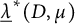 ModifyingBelow lamda With quotation dash Superscript asterisk Baseline left parenthesis upper D comma mu right parenthesis