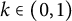 k element of left parenthesis 0 comma 1 right parenthesis