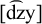 Mathematical expression showing d z y with a wide circumflex accent over the d and z, all enclosed within square brackets.