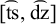 Mathematical expression showing a bracketed pair [t s hat, d z hat] where both terms feature a circumflex accent.