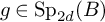 g element of upper S p Subscript 2 d Baseline left parenthesis upper B right parenthesis