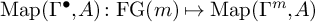 upper M a p left parenthesis normal upper Gamma Superscript bullet Baseline comma upper A right parenthesis colon upper F upper G left parenthesis m right parenthesis right arrow from bar upper M a p left parenthesis normal upper Gamma Superscript m Baseline comma upper A right parenthesis