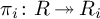 pi Subscript i Baseline colon upper R two headed right arrow upper R Subscript i Baseline