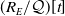 left parenthesis upper R Subscript upper E Baseline divided by script upper Q right parenthesis left bracket t right bracket