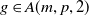 g element of upper A left parenthesis m comma p comma 2 right parenthesis