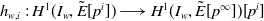 h Subscript w comma i Baseline colon upper H Superscript 1 Baseline left parenthesis upper I Subscript w Baseline comma ModifyingAbove upper E With tilde left bracket p Superscript i Baseline right bracket right parenthesis long right arrow upper H Superscript 1 Baseline left parenthesis upper I Subscript w Baseline comma ModifyingAbove upper E With tilde left bracket p Superscript normal infinity Baseline right bracket right parenthesis left bracket p Superscript i Baseline right bracket