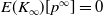 upper E left parenthesis upper K Subscript normal infinity Baseline right parenthesis left bracket p Superscript normal infinity Baseline right bracket equals 0