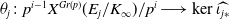 theta Subscript j Baseline colon p Superscript i minus 1 Baseline upper X Superscript upper G r left parenthesis p right parenthesis Baseline left parenthesis upper E Subscript j Baseline divided by upper K Subscript normal infinity Baseline right parenthesis divided by p Superscript i Baseline long right arrow kernel ModifyingAbove iota Subscript j asterisk Baseline With caret