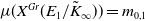 mu left parenthesis upper X Superscript upper G r Baseline left parenthesis upper E 1 divided by upper K overtilde Subscript normal infinity Baseline right parenthesis right parenthesis equals m Subscript 0 comma 1