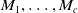 upper M 1 comma ellipsis comma upper M Subscript c Baseline