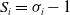upper S Subscript i Baseline equals sigma Subscript i Baseline minus 1