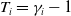 upper T Subscript i Baseline equals gamma Subscript i Baseline minus 1