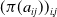 left parenthesis pi left parenthesis a Subscript i j Baseline right parenthesis right parenthesis Subscript i comma j