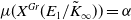 mu left parenthesis upper X Superscript upper G r Baseline left parenthesis upper E 1 divided by upper K overtilde Subscript normal infinity Baseline right parenthesis right parenthesis equals alpha