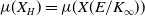 mu left parenthesis upper X Subscript upper H Baseline right parenthesis equals mu left parenthesis upper X left parenthesis upper E divided by upper K Subscript normal infinity Baseline right parenthesis right parenthesis