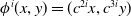phi Superscript i Baseline left parenthesis x comma y right parenthesis equals left parenthesis c Superscript 2 i Baseline x comma c Superscript 3 i Baseline y right parenthesis
