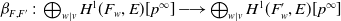 beta Subscript upper F comma upper F Sub Superscript prime Subscript Baseline colon circled plus Underscript w vertical bar v Endscripts upper H Superscript 1 Baseline left parenthesis upper F Subscript w Baseline comma upper E right parenthesis left bracket p Superscript normal infinity Baseline right bracket long right arrow circled plus Underscript w vertical bar v Endscripts upper H Superscript 1 Baseline left parenthesis upper F prime Subscript w Baseline comma upper E right parenthesis left bracket p Superscript normal infinity Baseline right bracket