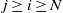 j greater than or equals i greater than or equals upper N