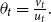 theta Subscript t Baseline equals StartFraction v Subscript t Baseline Over u Subscript t Baseline EndFraction period