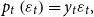 p Subscript t Baseline left parenthesis epsilon Subscript t Baseline right parenthesis equals y Subscript t Baseline epsilon Subscript t Baseline comma