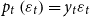 p Subscript t Baseline left parenthesis epsilon Subscript t Baseline right parenthesis equals y Subscript t Baseline epsilon Subscript t