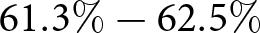61.3 percent sign minus 62.5 percent sign