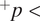 Superscript plus Baseline p less than