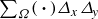 sigma summation Underscript upper Omega Endscripts left parenthesis bold dot right parenthesis upper Delta Subscript x Baseline upper Delta Subscript y