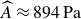 ModifyingAbove upper A With caret almost equals 894 Pa