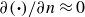 partial differential left parenthesis bold dot right parenthesis divided by partial differential n almost equals 0