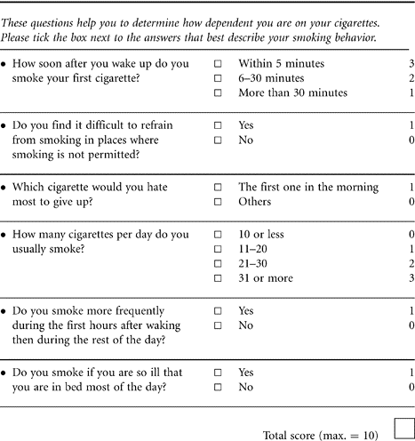 fagerstrom test questions