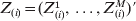 Z_{\lpar i\rpar } \equals \lpar Z_{\lpar i\rpar }^{\setnum{1}} \comma \ldots \comma Z_{\lpar i\rpar }^{M} \rpar \prime