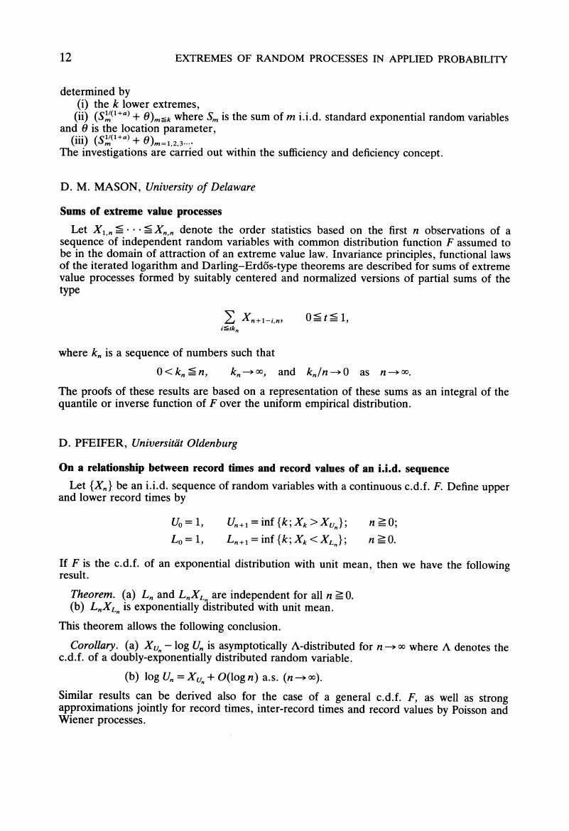 Sums Of Extreme Value Processes Advances In Applied Probability Cambridge Core