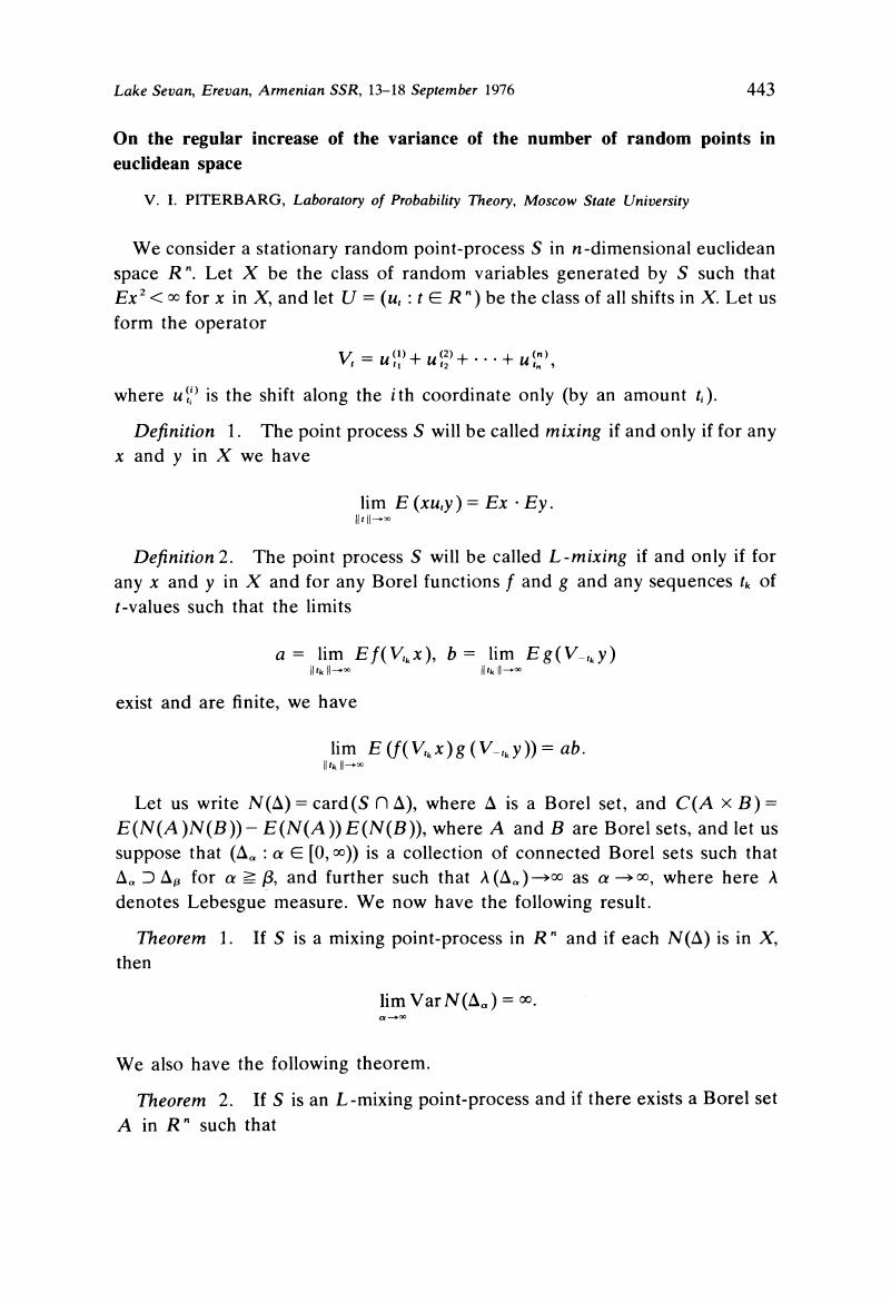 On The Regular Increase Of The Variance Of The Number Of Random Points In Euclidean Space Advances In Applied Probability Cambridge Core