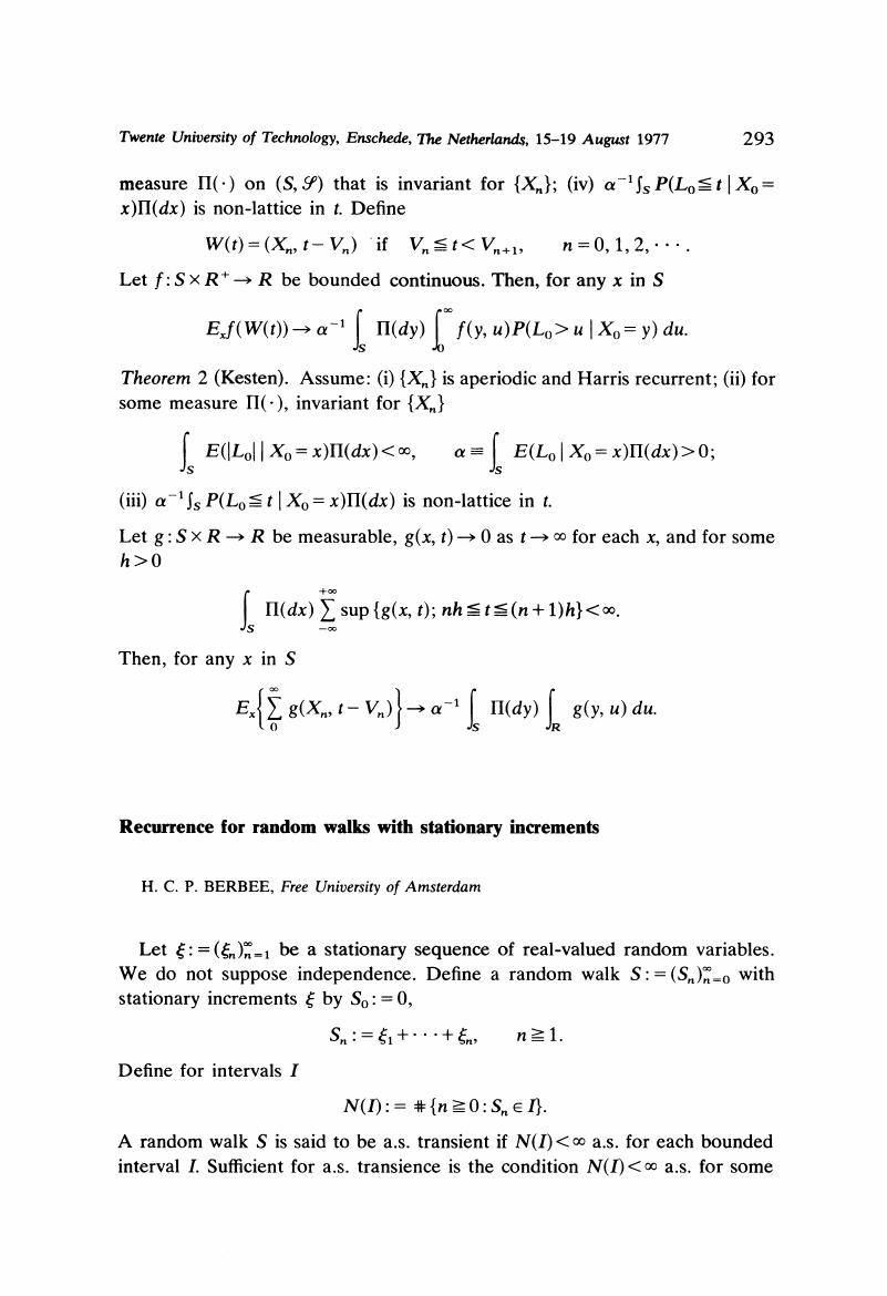 Recurrence For Random Walks With Stationary Increments Advances In Applied Probability Cambridge Core