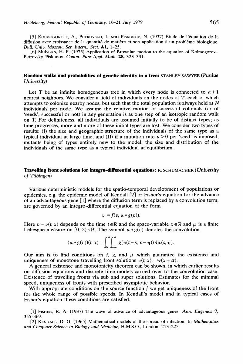 Travelling Front Solutions For Integro Differential Equations Advances In Applied Probability Cambridge Core