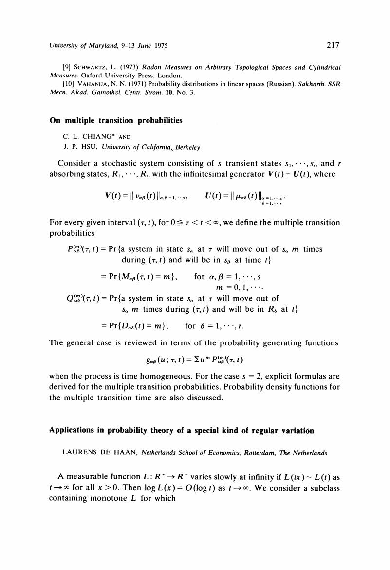 On Multiple Transition Probabilities Advances In Applied Probability Cambridge Core
