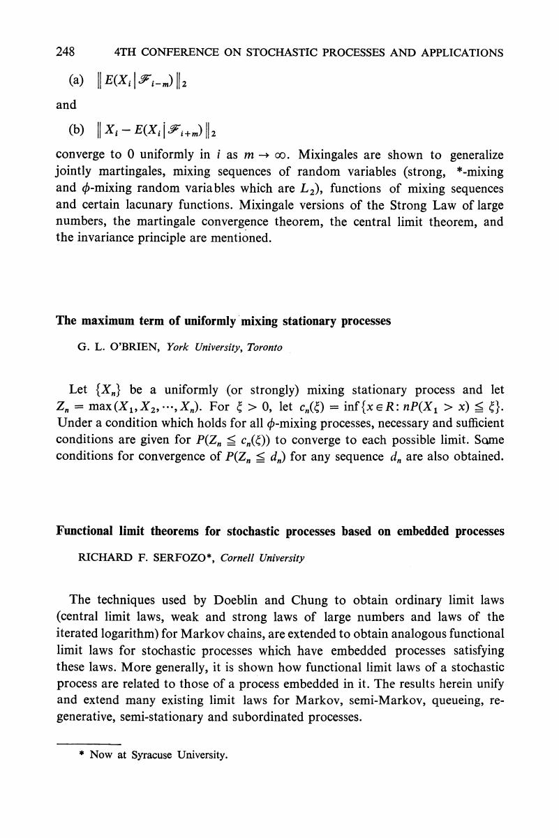 The Maximum Term Of Uniformly Mixing Stationary Processes Advances In Applied Probability Cambridge Core