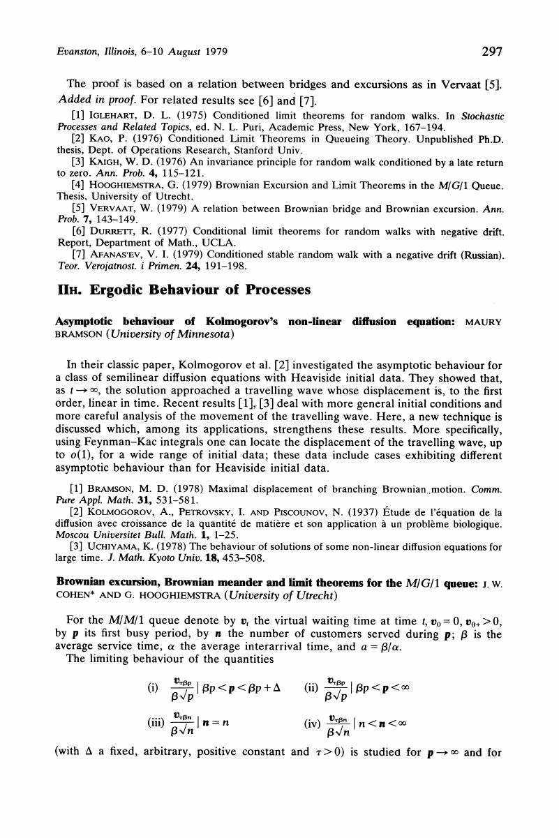 Brownian Excursion Brownian Meander And Limit Theorems For The M G 1 Queue Advances In Applied Probability Cambridge Core