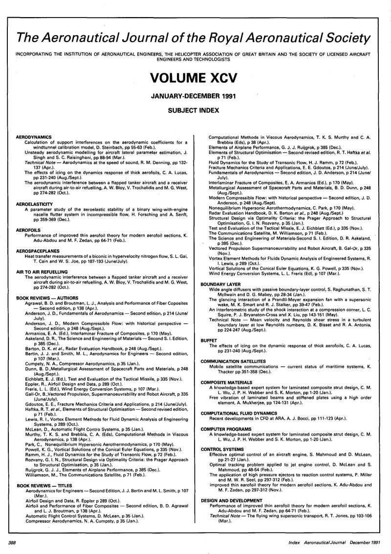 Volume Xcv The Aeronautical Journal Cambridge Core