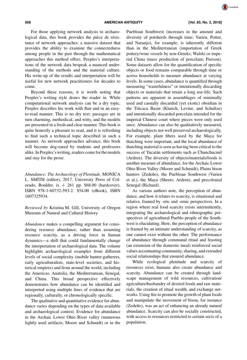 Abundance The Archaeology Of Plenitude Monica L Smith Editor 17 University Press Of Colorado Boulder Ix 261 Pp 68 00 Hardcover Isbn 978 1 593 2 54 00 Ebook Isbn American Antiquity Cambridge Core