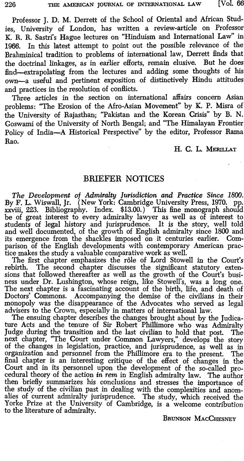 The Development Of Admiralty Jurisdiction And Practice Since - 