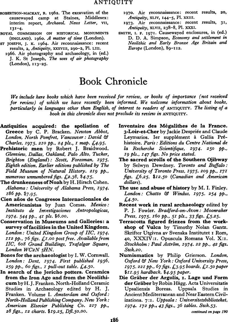 Book Chronicle, Antiquity
